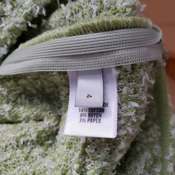 St. John Lurex Baby Eyelash Sheath Dress Tweed Knit Shift Dress Green Size 4 - Picture 11 of 13
